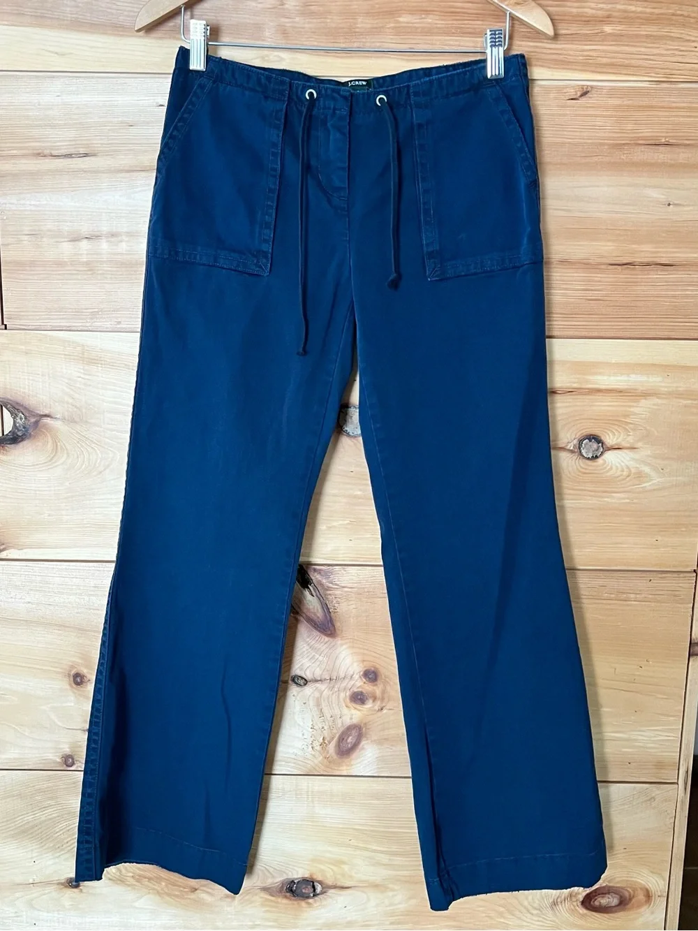 J. Crew Navy “City Fit” Drawstring Wide-Leg Cotton Pants Nautical Coastal